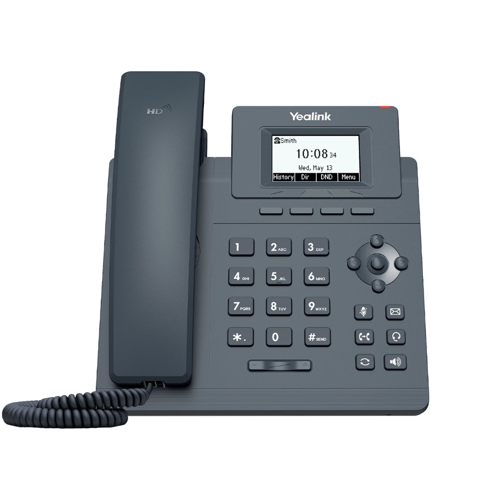 Telefono IP Yealink PoE 2xLineas SIP 2xPuertos 100Mbps Pantalla 2.3" 5 Teclas Programables Conferencia 5 Vias Incluye Fuente SIP-T30P