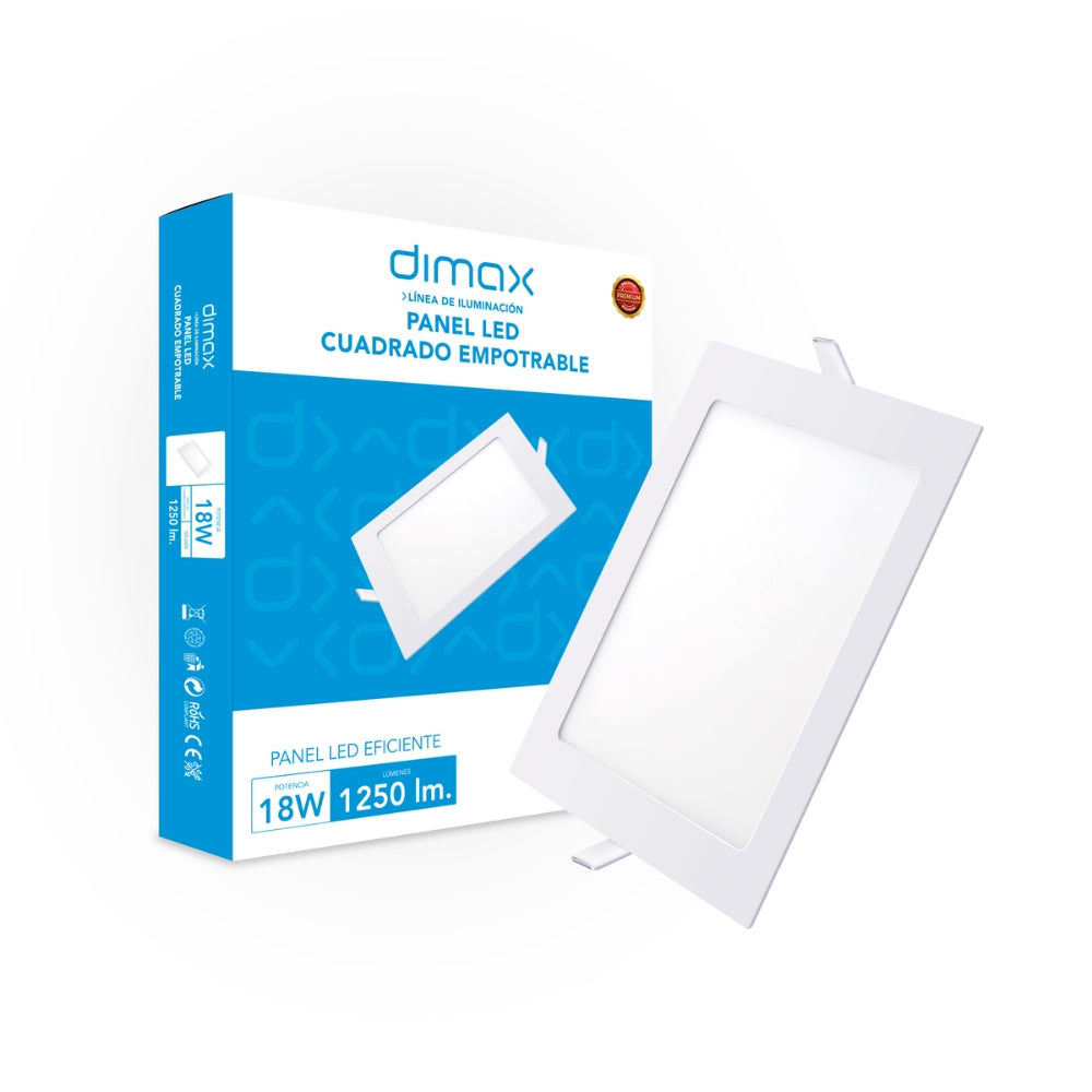 Luz LED Dimax Cuadrada de Empotrar 18W Luz Blanca 6500K S149