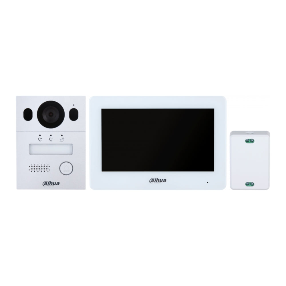 Kit Video Portero Dahua Analogico Hibrido Incluye 2 VideoPorteros 2 Monitores WiFi y Accesorios DHI-KTX01F