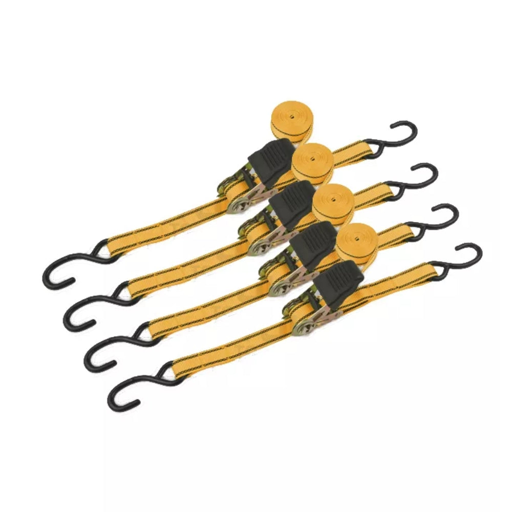 Set de 4 Piezas de Tezador de Equipaje Tolsen Medidas 25mmx5m Capacidad de Amarre 225Kg Resistencia Maxima 450Kg 62254