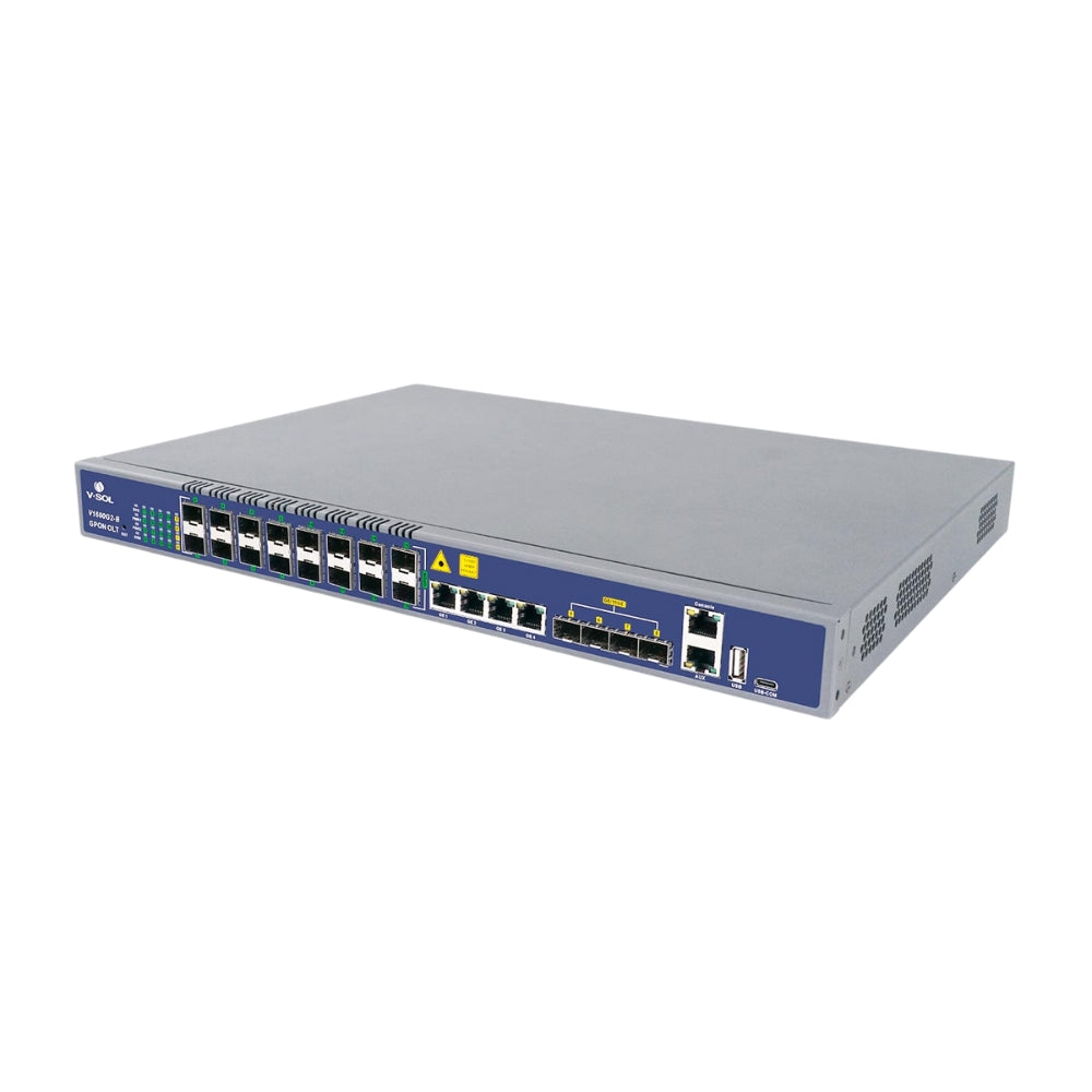GPON OLT V-Sol 16xGPON 1xGE SFP 1x10GE SFP+ USB Soporta Triple Play 19" 1U Doble Corriente Alterna Compatible con otras Marcas V1600G2-B