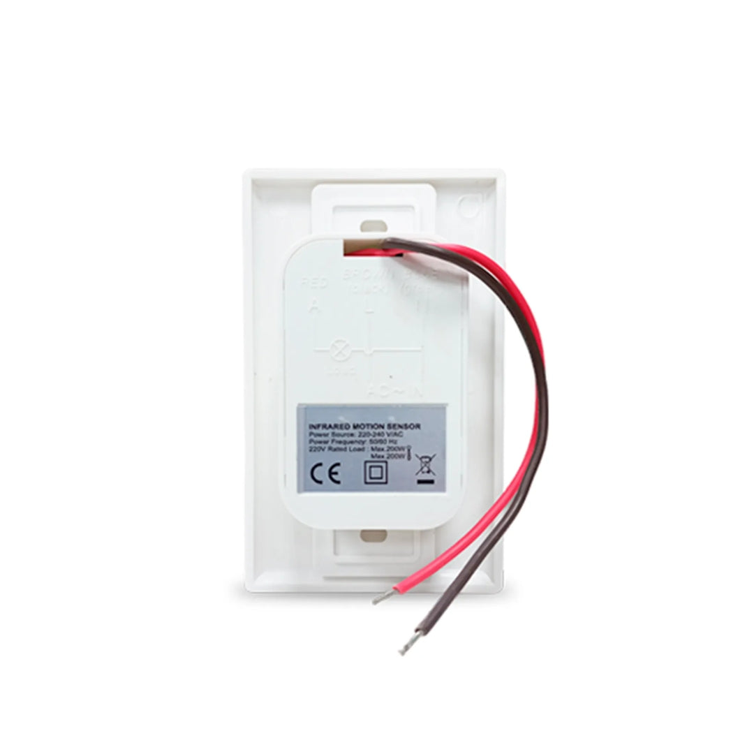 Sensor de Presencia Dimax Angulo Detecta 180° Rango 9metros Ajuste Tiempo 10sec-7min Carga max 200Watts IP20e009