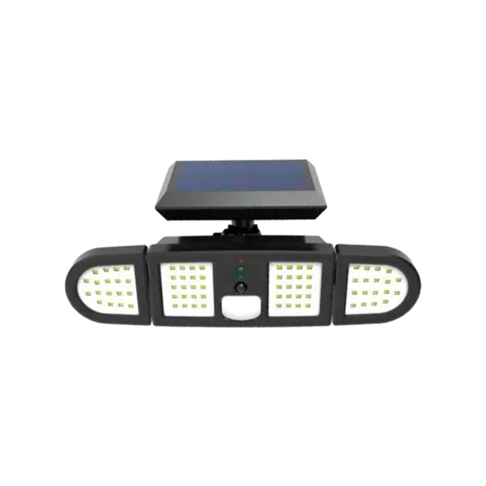 Sensor de Movimiento Dimax con Panel Solar LED 5 Watts Deteccion 140 grados Alcance hasta 8 metros Tiempo de Retardo 30seg Bateria 3.7V 2.4Ah E006