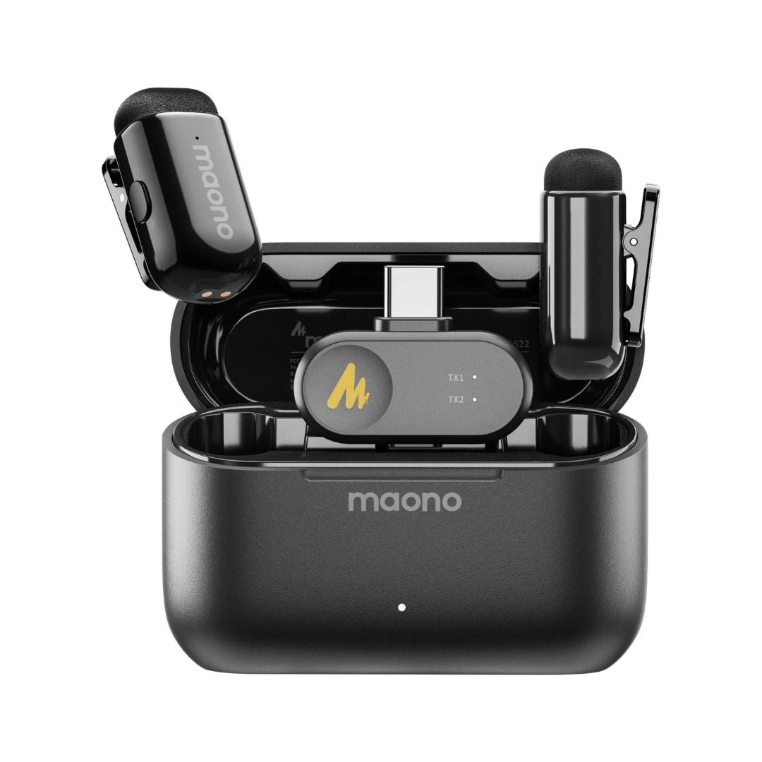 Microfono Inalambrico Maono Ultracompacto con 4 Niveles de Cancelacion de Ruido Alcance hasta 100metros Certificado MFI Puerto USB-C Bateria 6 Horas WAVE T1 MINI