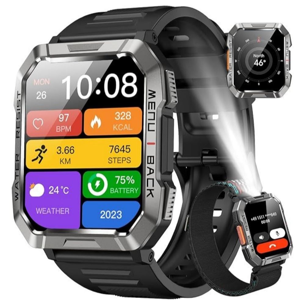 Reloj Blackview Ultra Resistente IP68 Llamadas Bluettoh Asistente de Voz Bateria hasta 30 dias Musica Brujula Linterna W60
