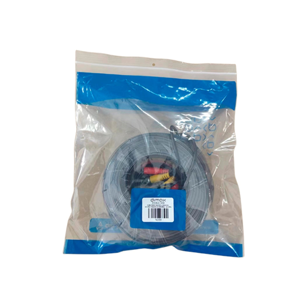 Patch Cord Dimax BNC+DC para Conexion de Camaras Cable de 40 metros color Negro N058