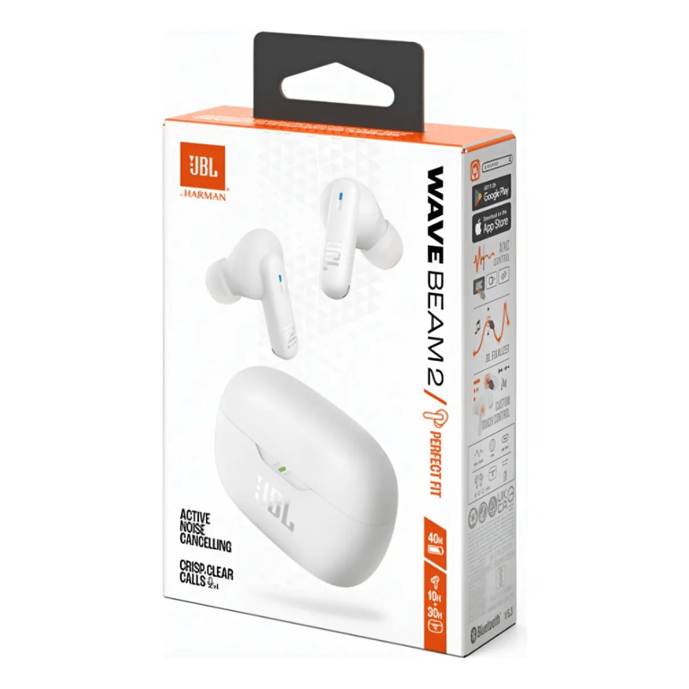 Auriculares JBL Wave Beam 2 Pure Bass Cancelacion de Ruido Activa ANC Bateria hasta 40 horas color Blanco JBLWBEAM2WHT