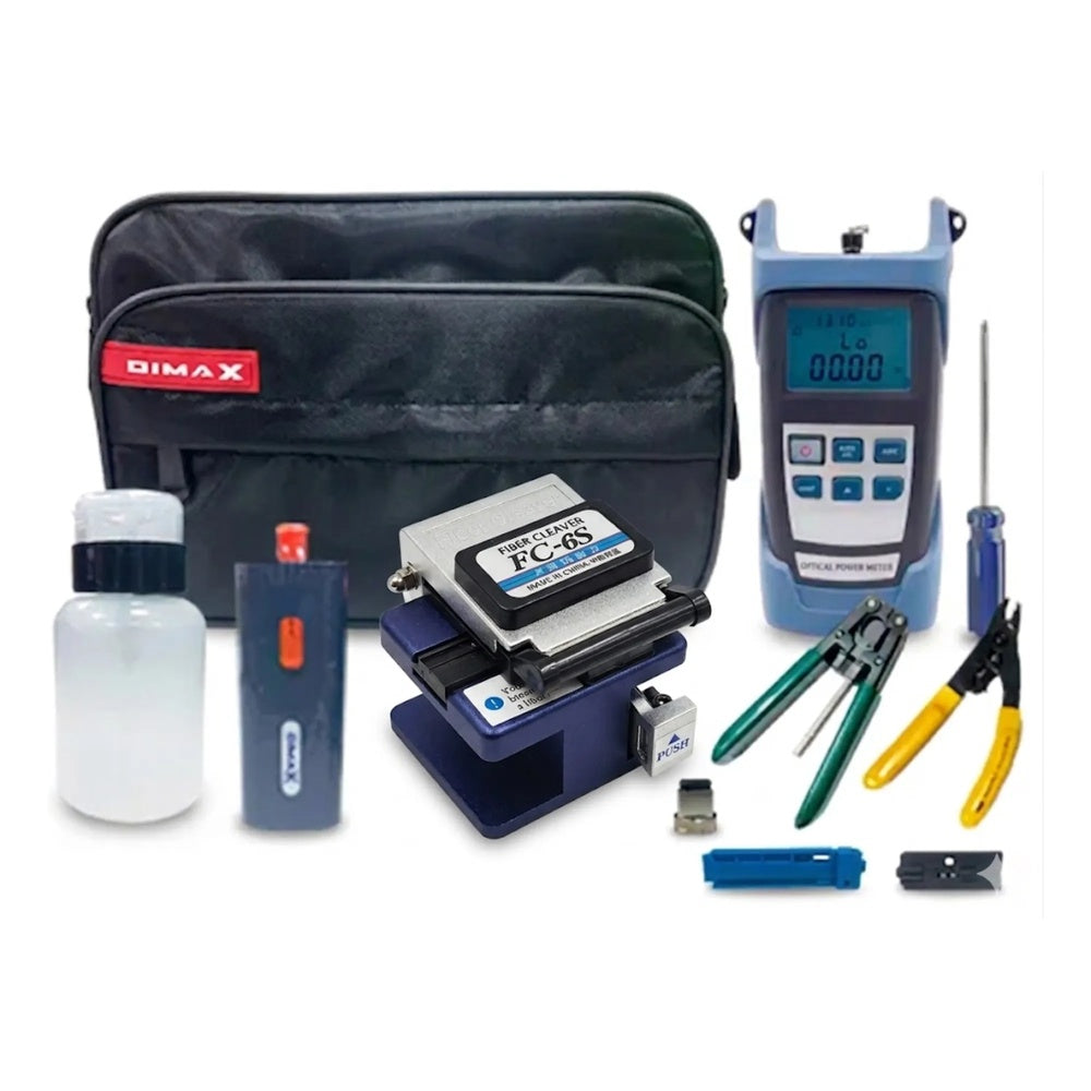 Kit de Medicion y Limpieza para Fibra Optica Dimax Incluye Multiples Herramientas y Bolson C913
