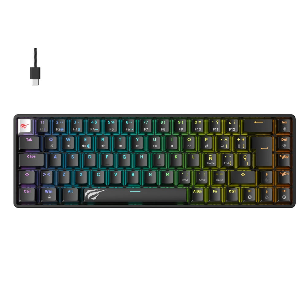 Teclado Mecanico Havit RGB Multiplataforma Red Switch Cable 1.8m Puerto USB-C KB860L-SP-BK