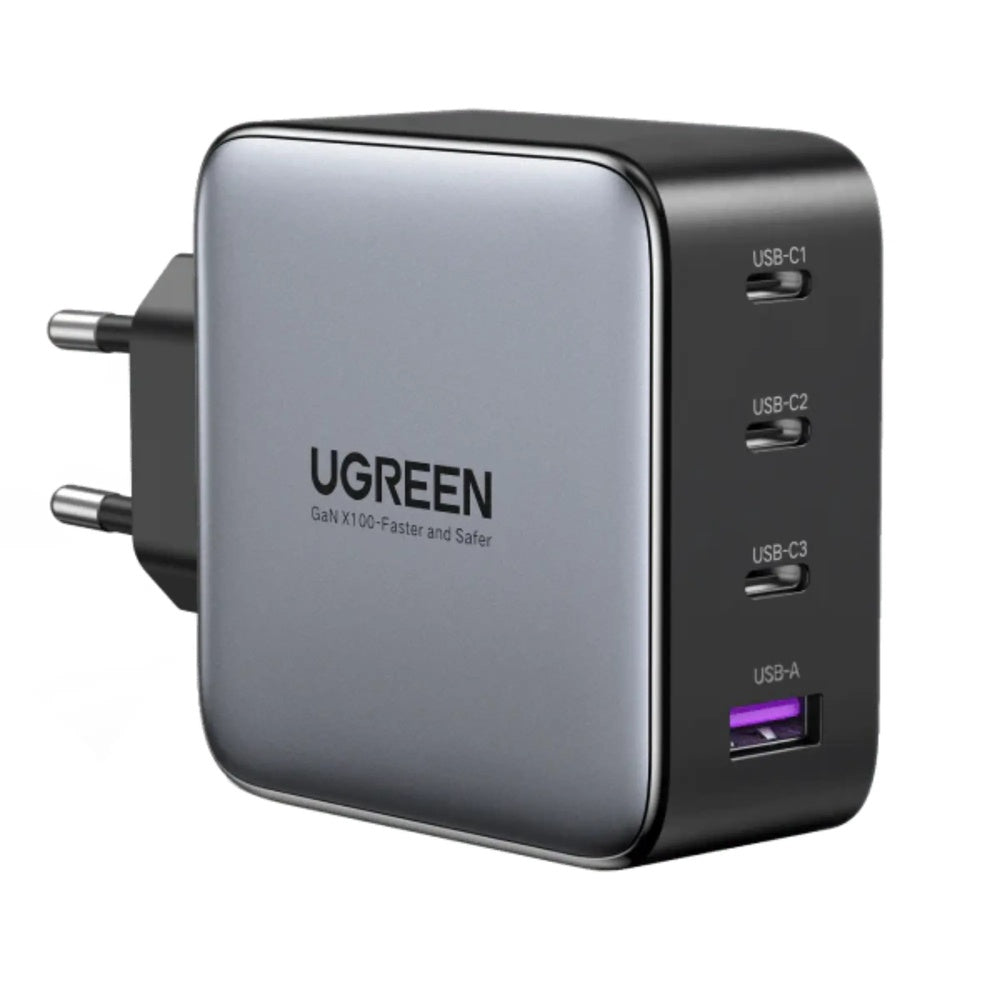 Cargador Ugreen 100W GaN Nexode S Carga 4 Equipos en Simultaneo 3xUSB-C 1xUSB-A Proteccion Electrica Inteligente 45224