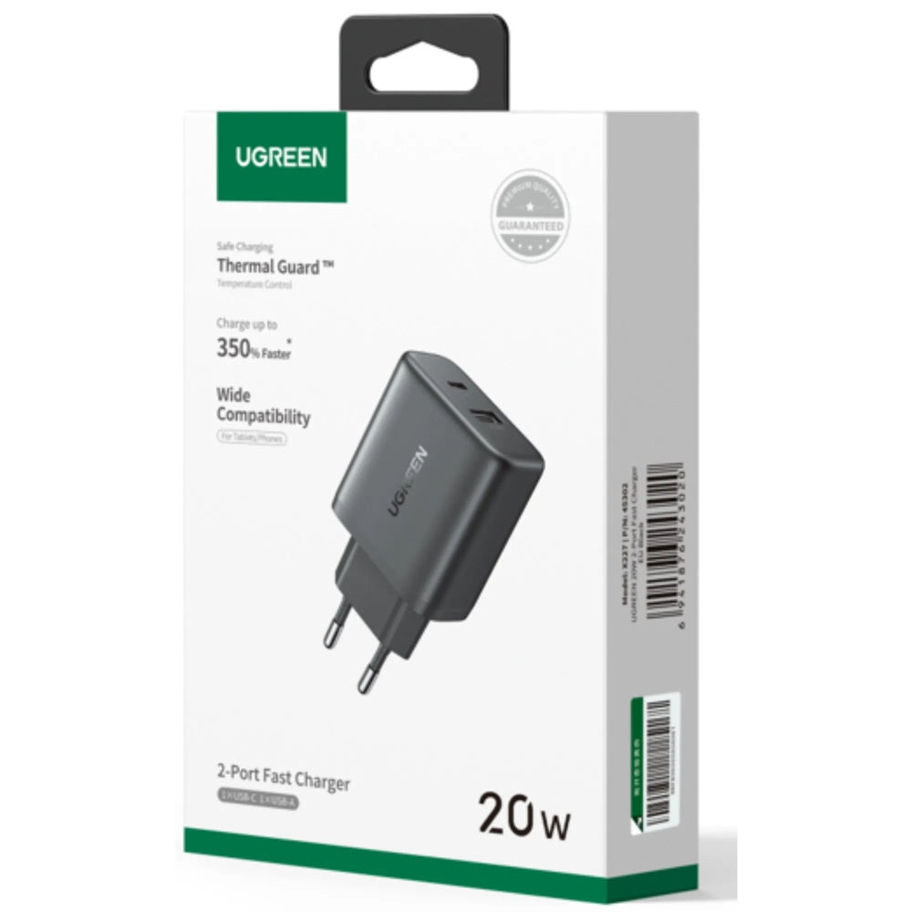 Cargador Ugreen 20W PD Puertos 1xUSB-A 1xUSB-C 45303