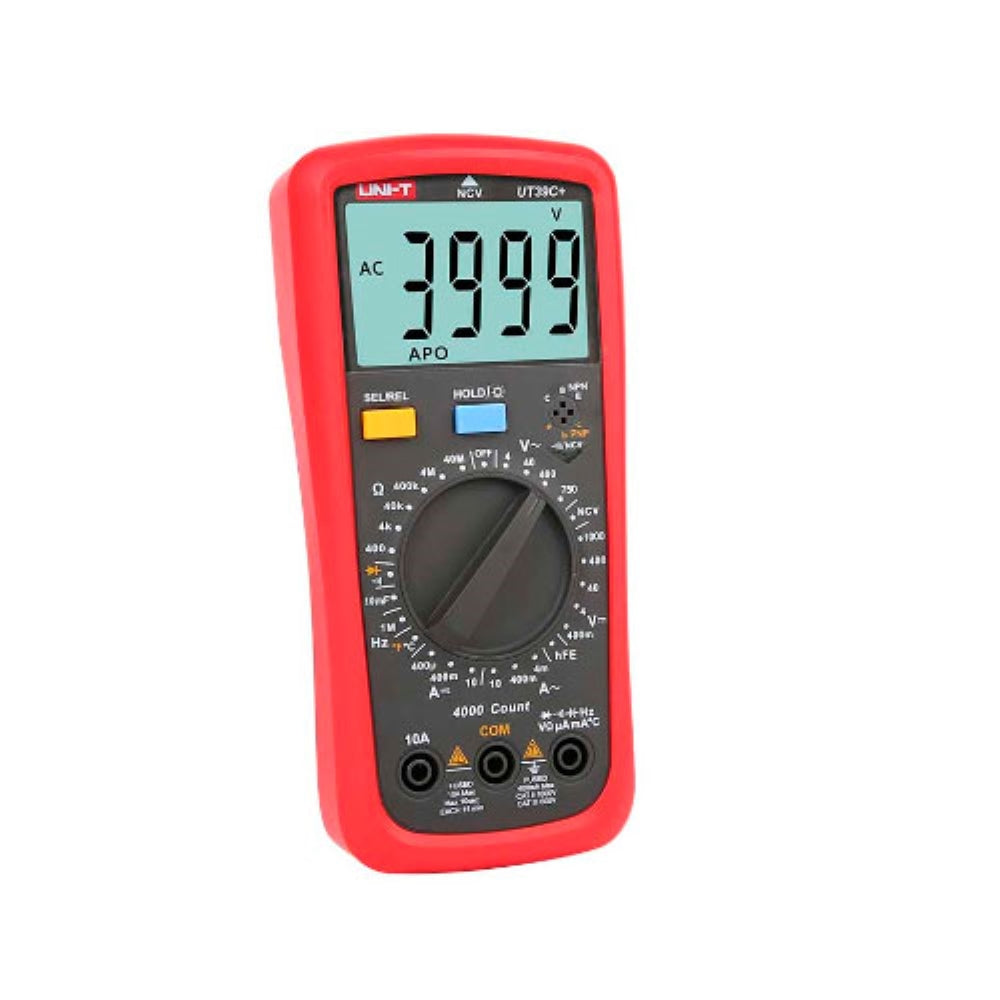 Multimetro Uni-t Digital con Pantalla LCD hasta 10Amp 1000VAC 750VDC Resistencia Capacitancia Frecuencia Temperatura UT39C+
