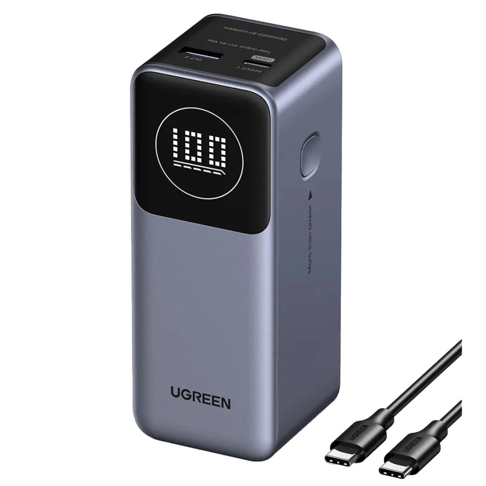 Power Bank Ugreen Nexode 12.000mAh Carga de 100W y 65W Protocolo PD, PPS QC AFC FCP SCP Puertos 1xUSB-A 1xUSB-C 35526B