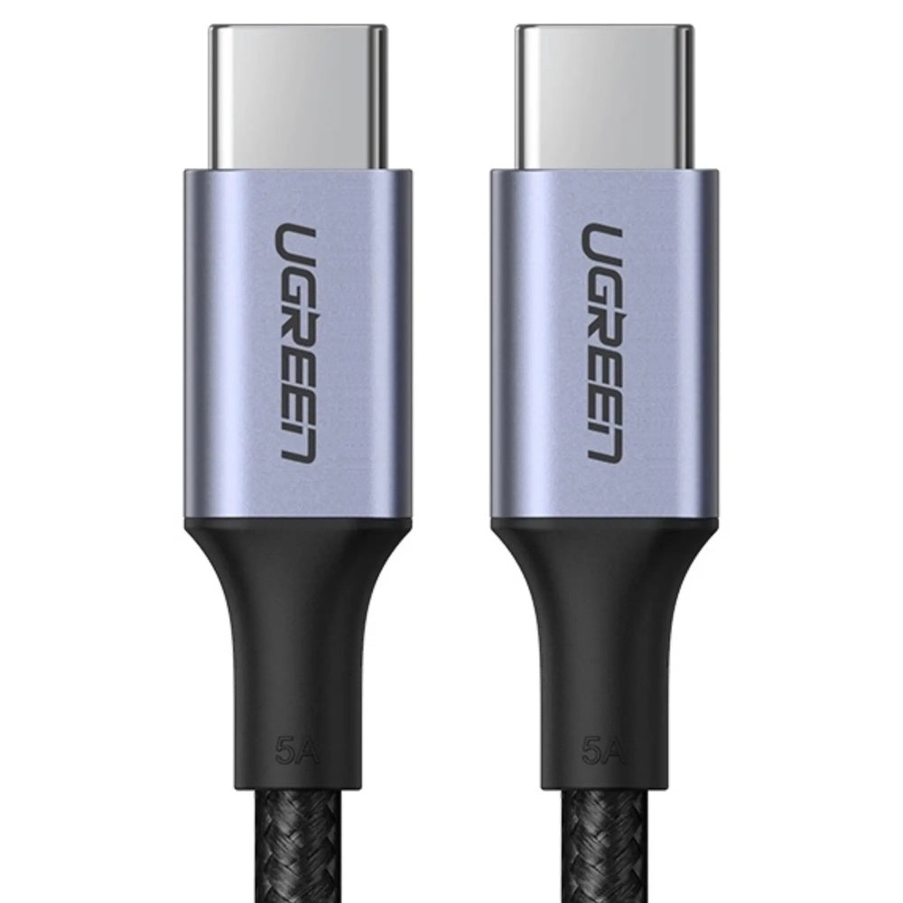 Cable Ugreen USB-C a USB-C 100W Longitud 0.5m Transferencia de Datos Conectores Reforzados Trenzado Nylon Premium 70427