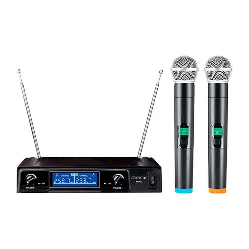 Microfono Dimax VHF Inalambrico 174 a 216MHz Alcance hasta 35 Metros Bateria hasta 6 Horas Modulacion FM M001