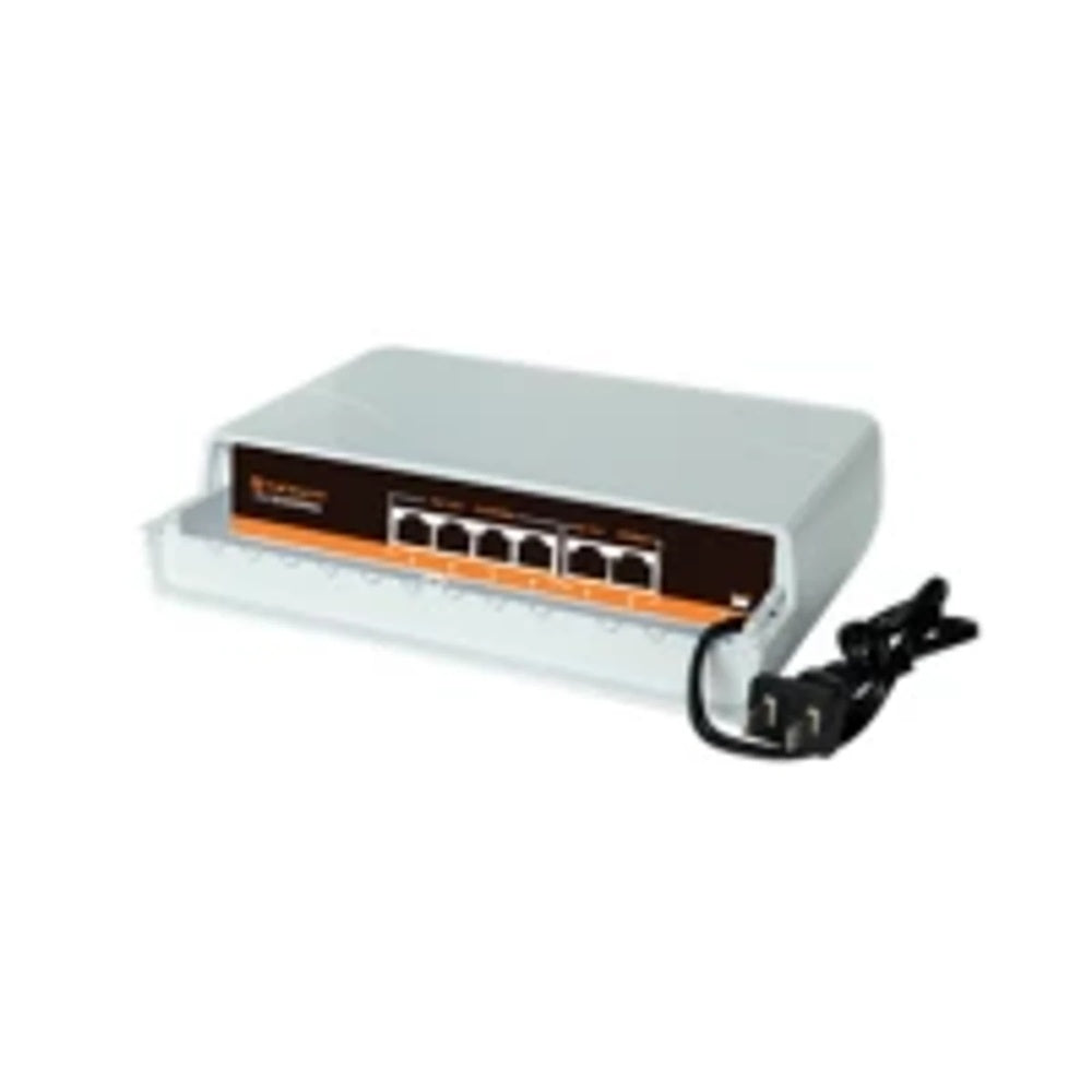 Switch Dimax PoE Activo 4+2 10/100Mbps para Exterior Consumo por Puerto <30W VLAN Tx hasta 250m Montaje en Pared N130