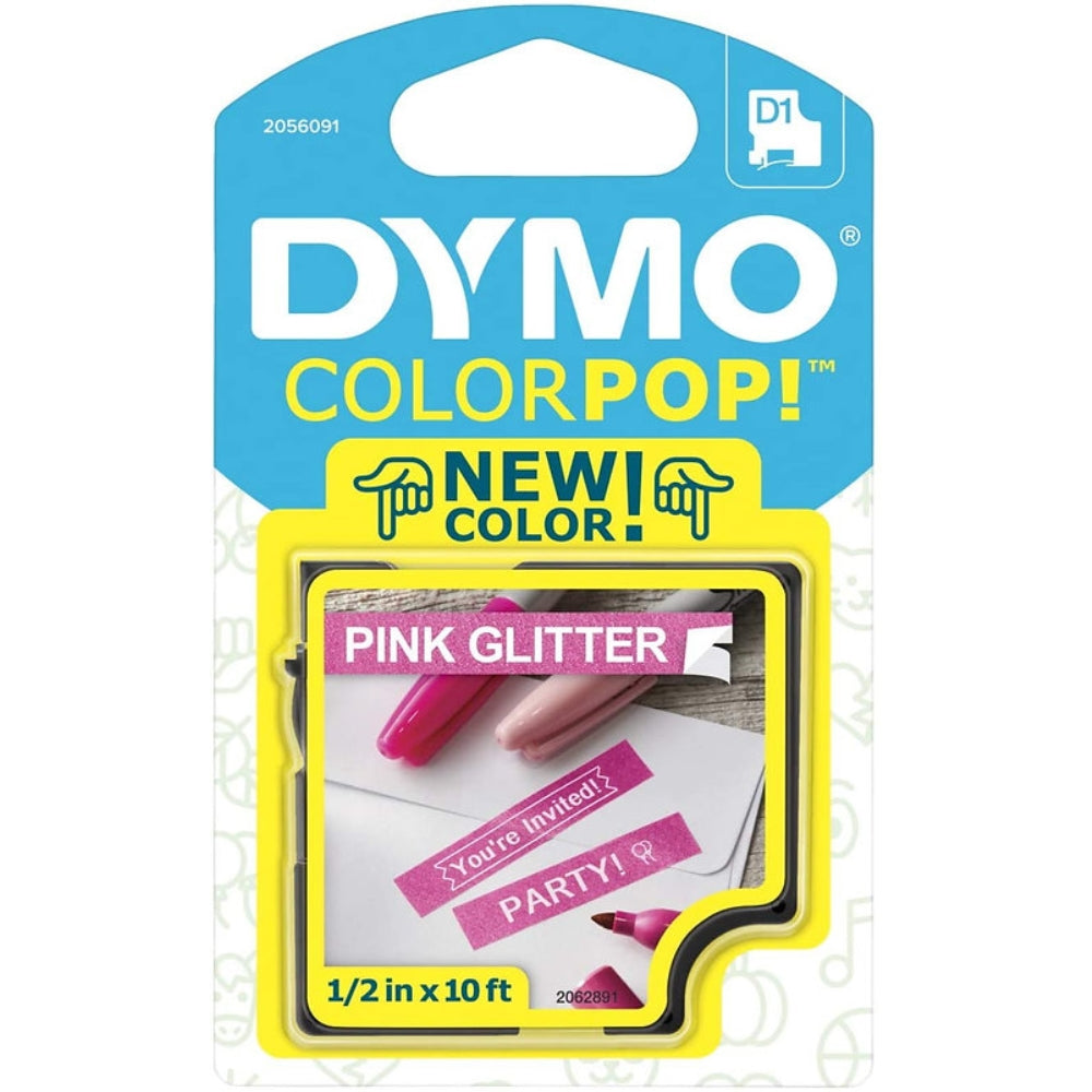 Cinta Dymo D1 Labelmanager Color Pop Blanco fondo Rosado 12mm x 3m 2056091