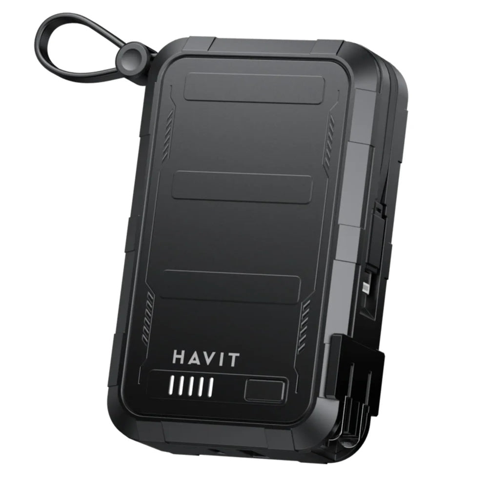 Power Bank Havit 20.000mAh 3en1 + Cargador AC con Enchufe EU+US + Cable Integrado Lightning y USB-C PB5231 EU+US-BK