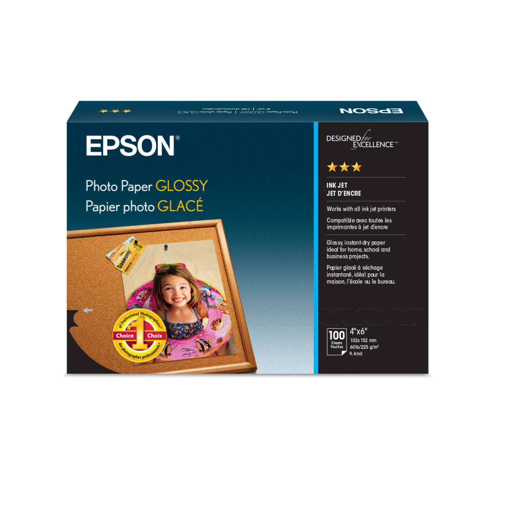 Papel Fotografico Epson Brillante sin Borde de 4" x 6" caja de 100 Hojas S042038