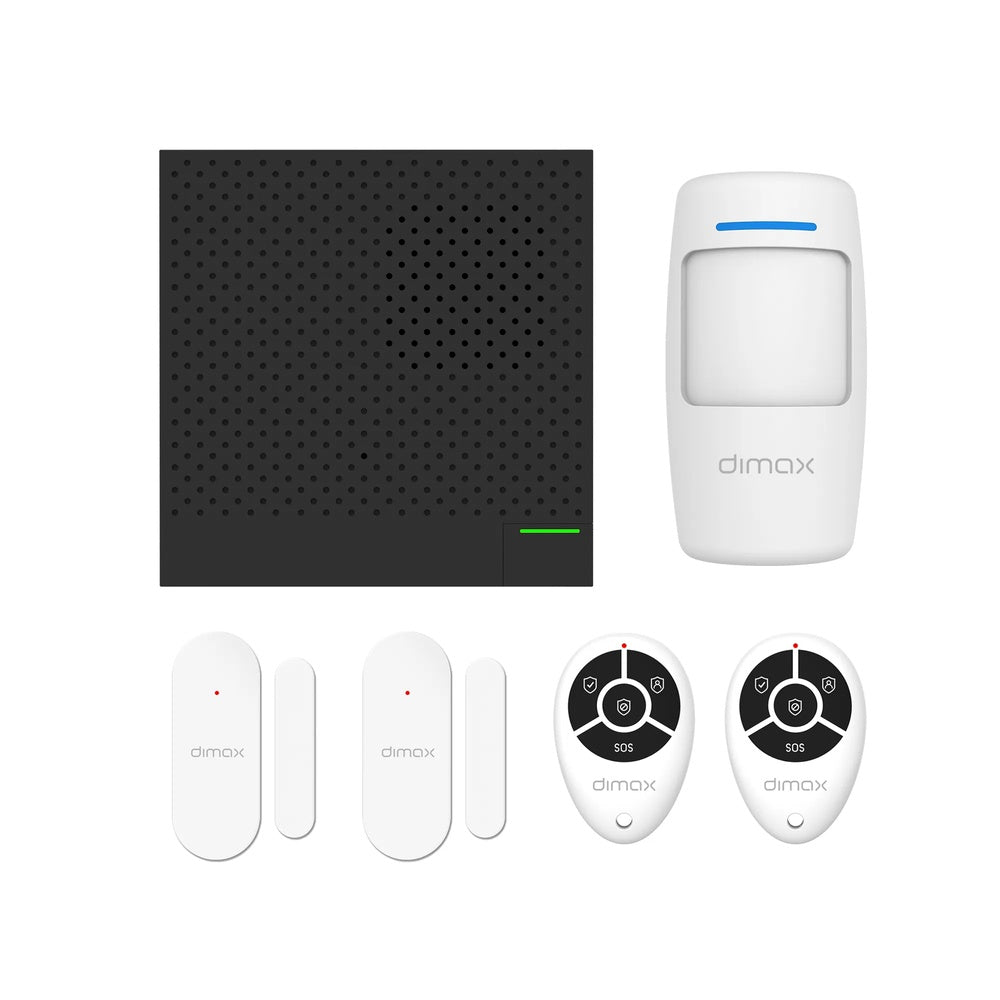 Kit de Alarma Dimax Cubo WiFi Incluye Controles Sensor de Movimiento y Contacto Magnetico S181