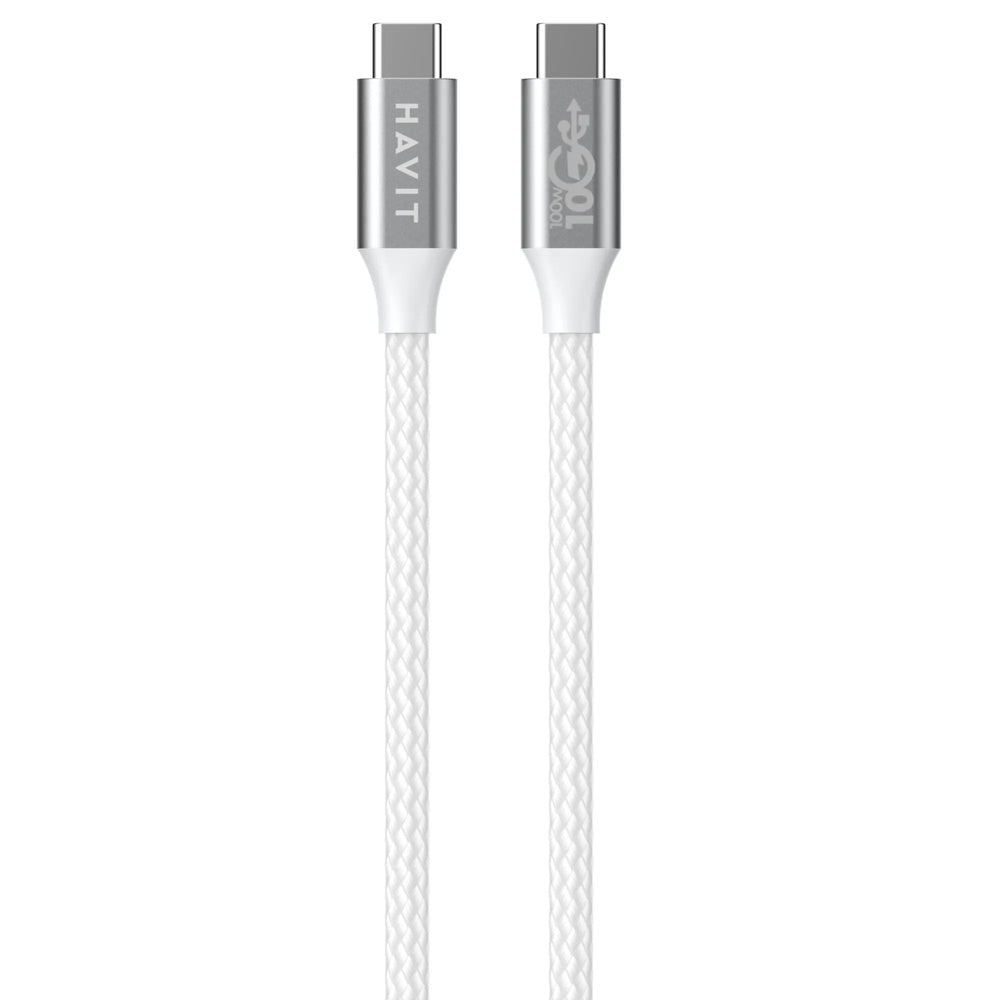 Cable Havit USB-C a USB-C 100W PD 20V 5A Carga y Transferencia de Datos hasta 10Gbps Longitud 1 metro CB6290-SWH