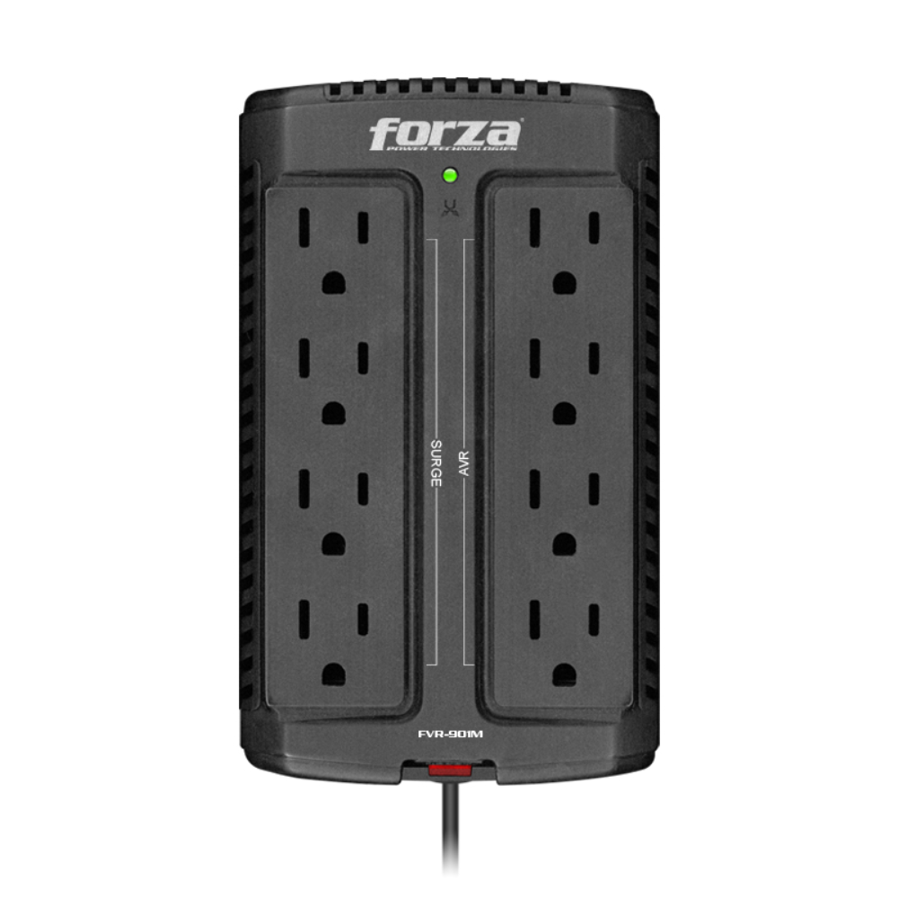 Estabilizador Forza Regulador Automatico de Voltaje 900VA 450W con 8 Salidas NEMA FVR-902