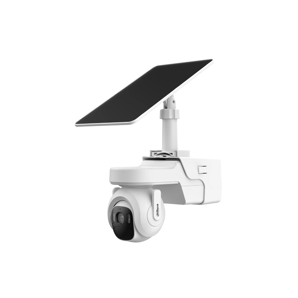 Kit IP Dahua PT 4MP con Panel Solar 4G Plastico Audio 2 Vias Sonido y Luz de Alarma 1xRJ45 IP66 DH-KIT-IPC-PT2449DB1P-4G