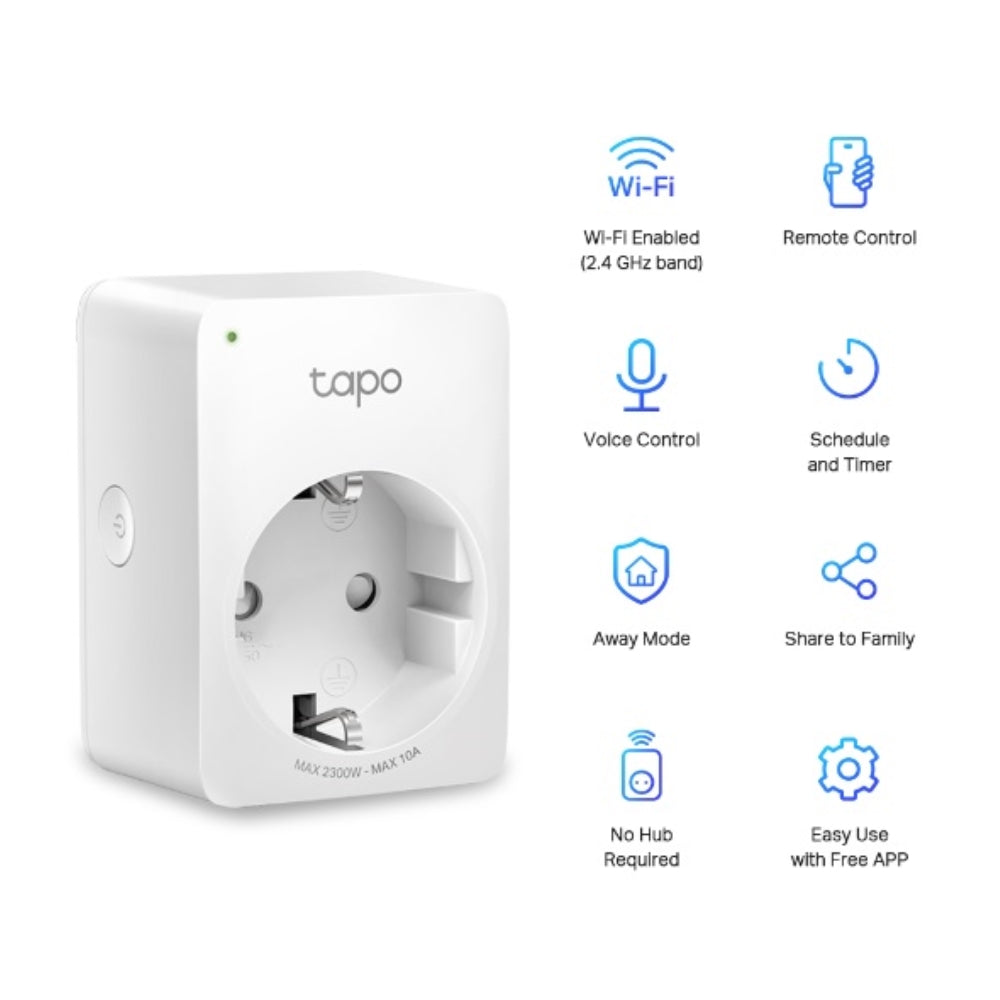 Mini Enchufe Tapo Inteligente Bluetooth WiFI Amazon Alexa Google Assitant Tapo P100(1-pack)(EU)