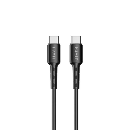 Cable USB-C a USB-C Havit PD60W 3Amp Cable de Carga y Transmision de Datos Longitud 1metro CB6235-BLACK