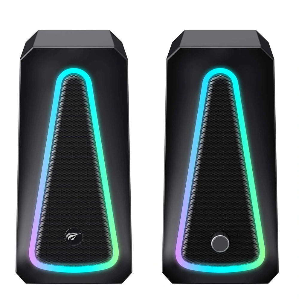Parlante Havit de PC iluminacion RGB Potencia 10W RMS 5Wx2 Conexion USB+ Jack 3.5mm SK208 PRO-BK