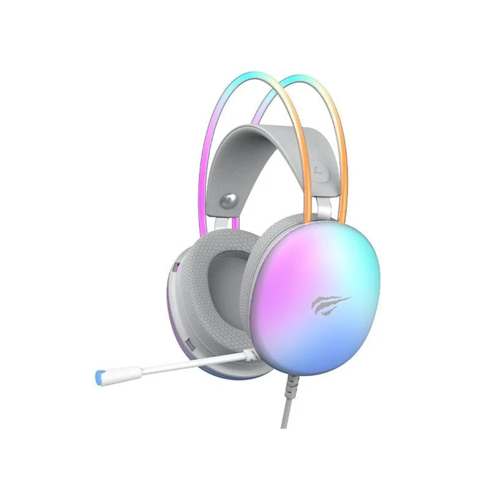 Audifono Gamer Havit RGB Conexion Doble Mini Jack+USB Microfono Omnidireccional Cable 2.1m Drivers 50mm H2037d-WH
