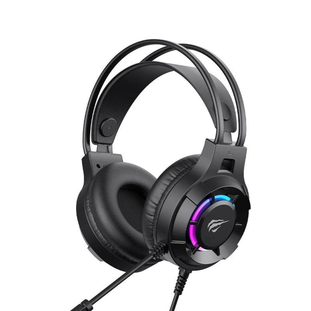 Audifono Gamer Havit RGB Conexion Dual Aux+USB Alta Fidelidad Drivers 50mm Diadema Ajustable Cable 2.1m H2049d-BK