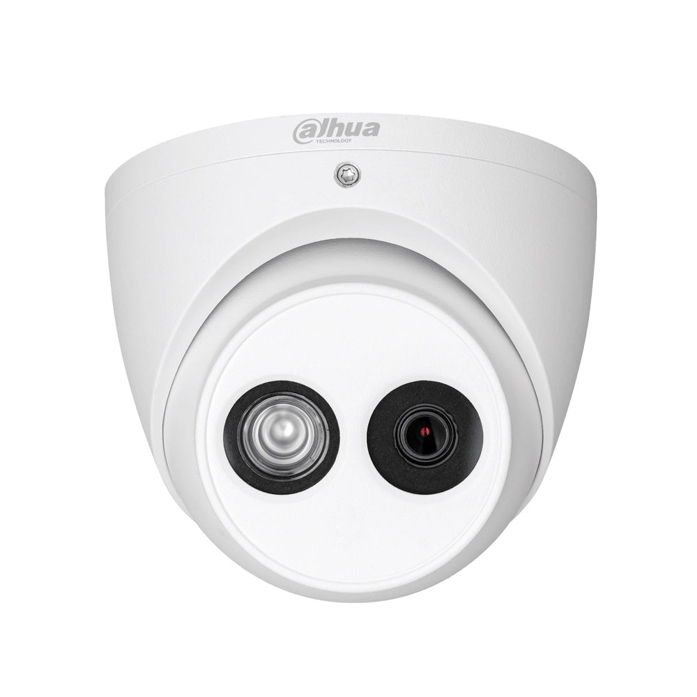 Camara Dahua HDCVI Domo 2MP con Audio Lente 2.8mm Smart Luz 50 metros Coaxial 300 metros UTP5E 230 metros IP67 HAC-HDW1200EMN-A-0280B-S5