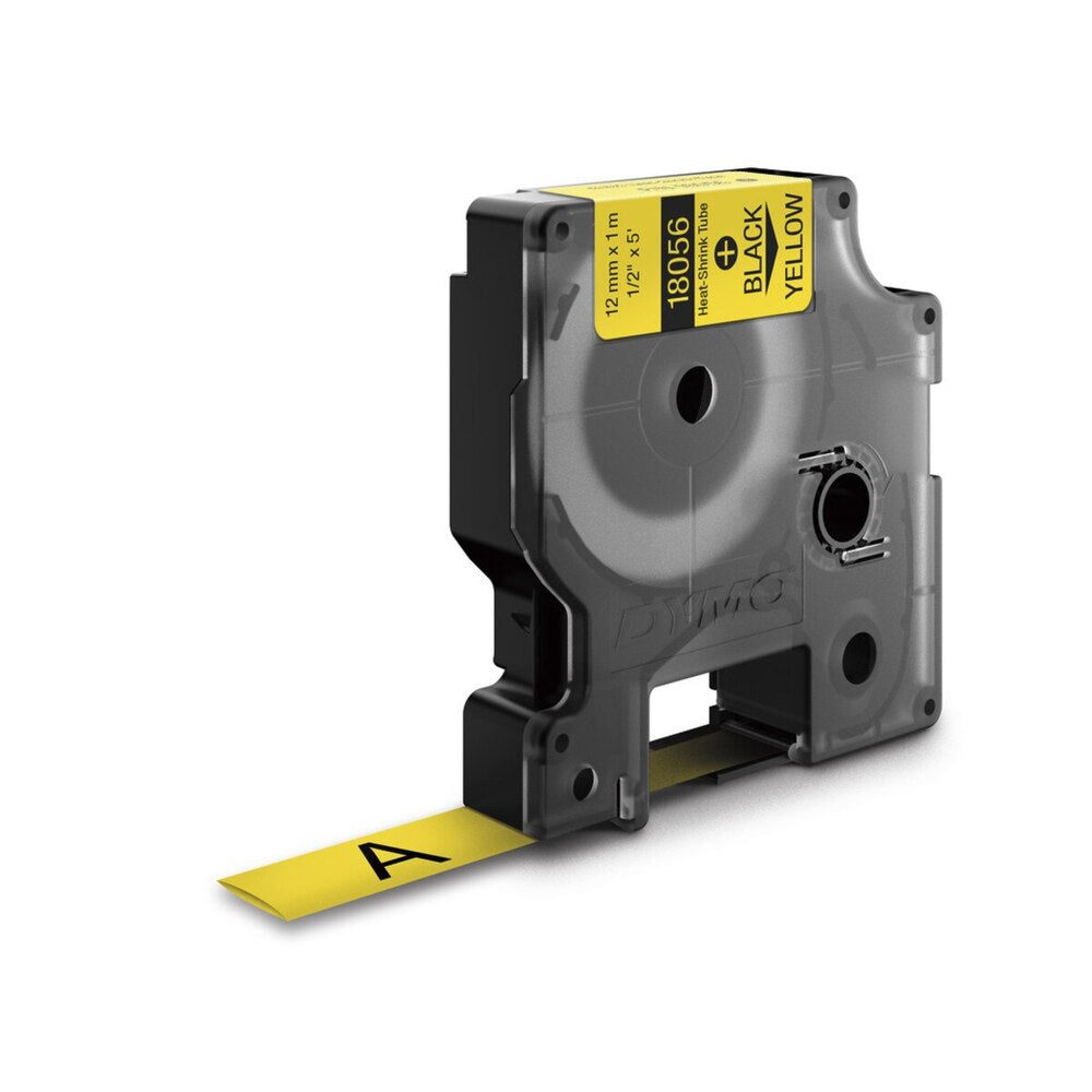 Cinta Dymo Rhino Industrial Termocontraible texto Negro fondo Amarillo 12mm x 1.5m 18056