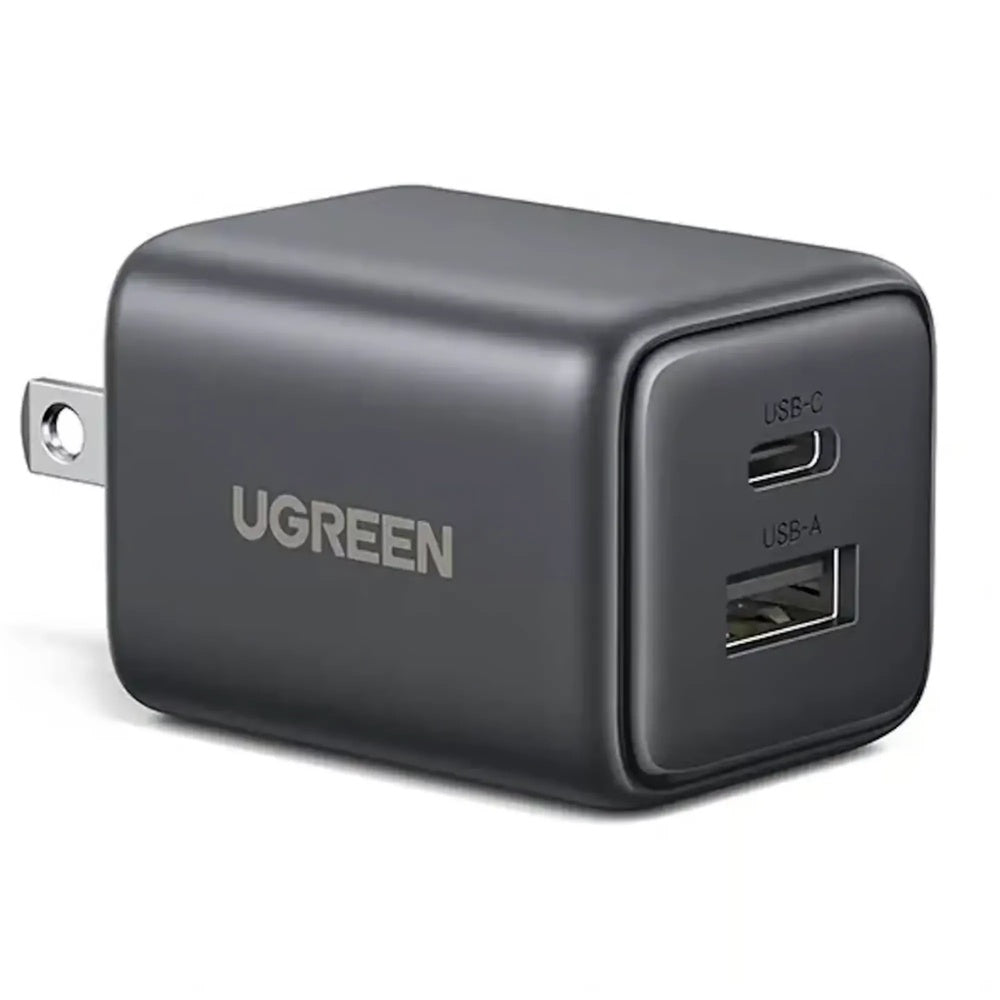 Mini Cargador Ugreen 20W GaN Dual Port 1xUSB-A 18W QC y 1xUSB-C 20W PDcon 4 Niveles de Proteccion Electrica 55533