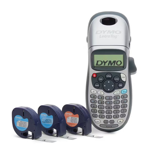Etiquetadora Dymo Letratag LT-100H+ Incluye 3 cintas 1xPapel Blanco 1xPlastico Blanco 1xPlastico Transparente 2174562