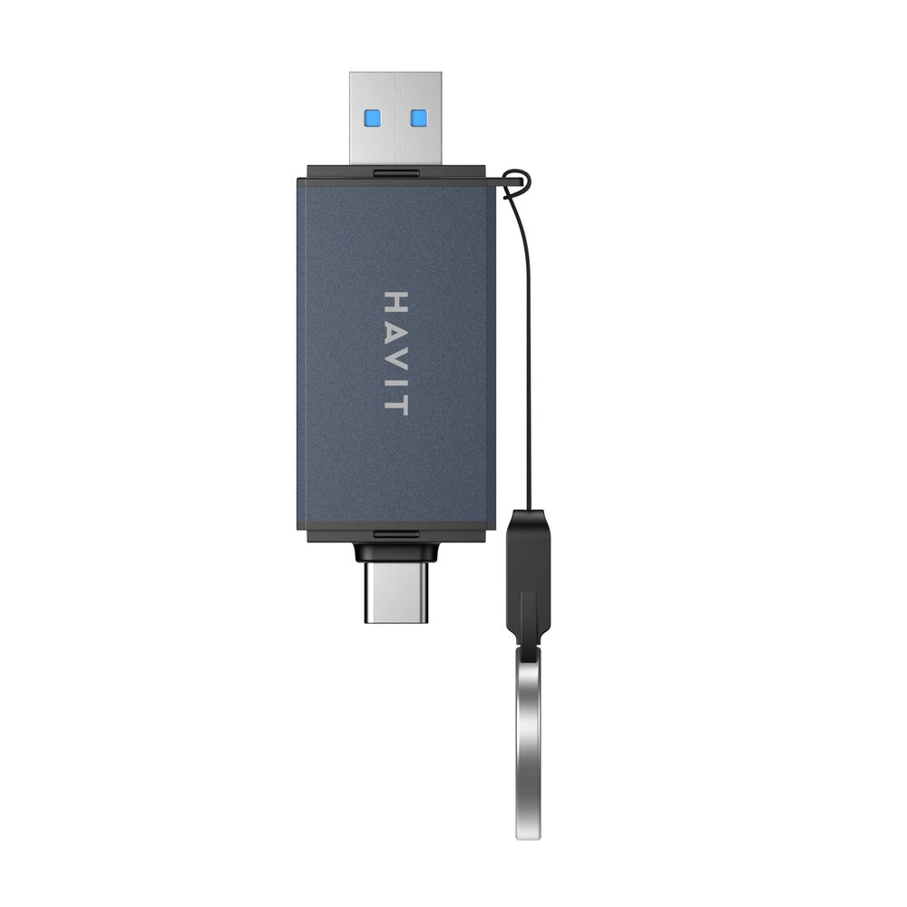Hub Havit Multipuertos 6en1 1xTarjeta SDZC 1xTarjeta MicroSD 1xUSB-A 1xUSB-C Conexion Dual USB-A y USB-C 3.1 HB4040-BKG