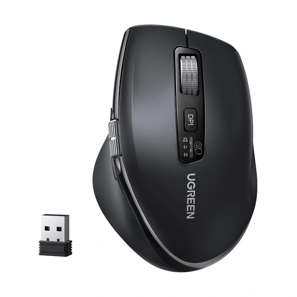 Mouse Ugreen Ergonomico Multimodo hasta 5000DPI Conexion 2.4GHz y BT Conecta hasta 3 Equipos Doble Sistema Scroll 45792