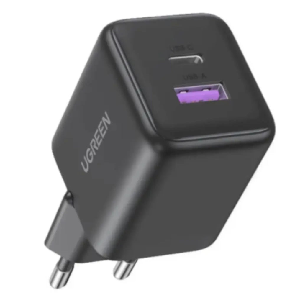 Cargador Ugreen 30W GaN PD3.0 1xUSB-A 1xUSB-C con 4 Niveles de Proteccion Electrica Gestion Inteligente de Energia 65025