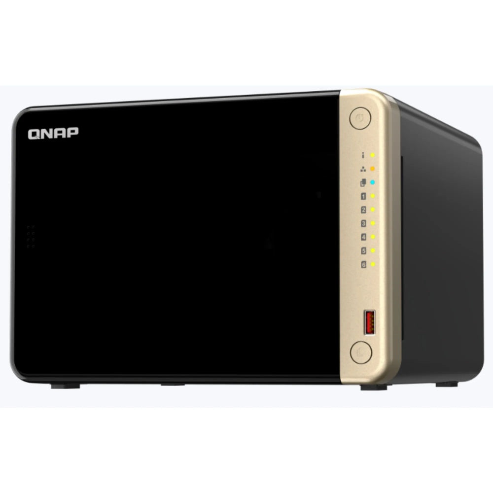 Servidor NAS QNAP de 6 Bahias Procesador Intel Celeron N5095 2.9GHz con 8GB RAM DDR4 Ampliable a 16GB, HOT SWAP, 2xEthernet 2.5GbE, 2xUSB-A 3.2, 1xHDMI 2.1 4K TS-664-8G-US