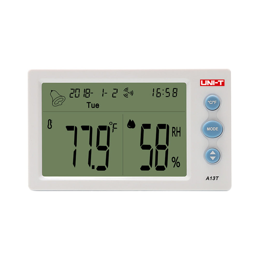 Medidor de Humedad y Temperatura Uni-T Incluye Reloj y Alarma 13T A13T