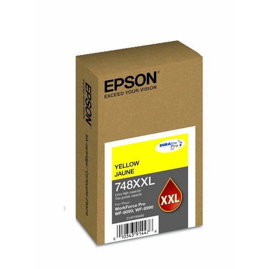 Cartucho de Tinta Epson T748 de Extra Alta Capacidad XXL Rendimiento hasta 7.000 Paginas color Amarillo T748XXL420-AL