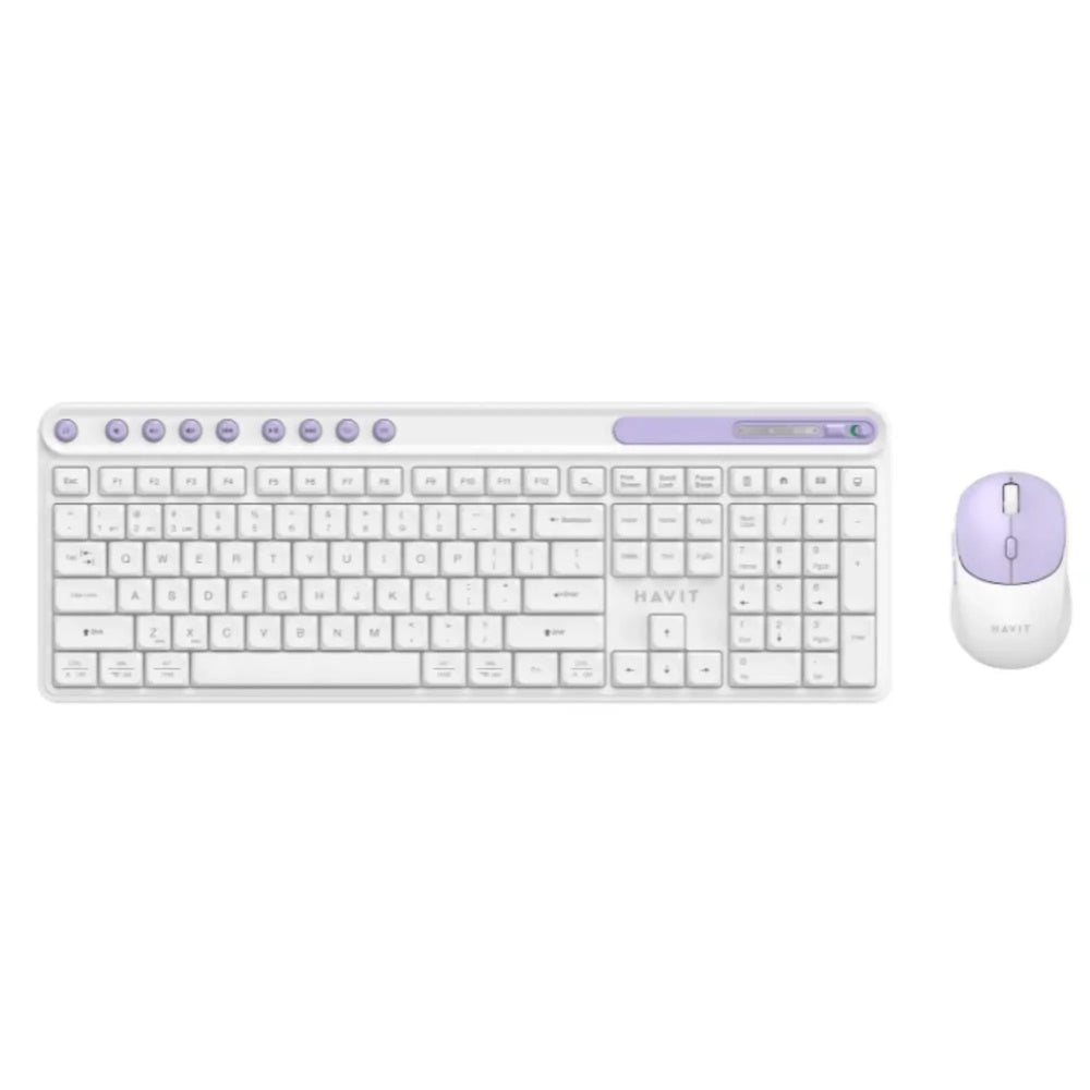 Combo Teclado y Mouse Havit Inalambrico Dual 2.4GHz y BT v5.1 Teclado Silencioso Mouse 6 Botones 1600DPI KB271WB-WHP