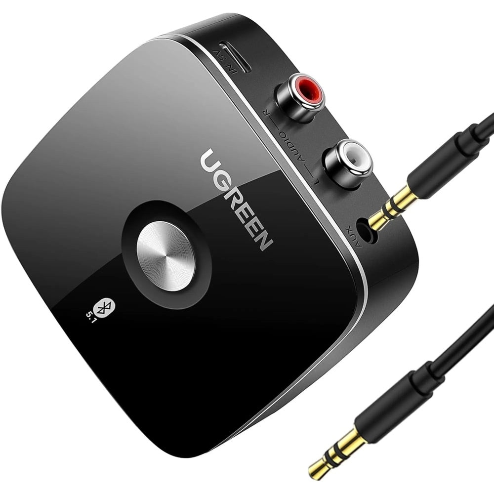 Receptor de Audio Ugreen BT v5.1 aptX HD Sonido HiFi Alcance 10m Baja Latencia Salida Aux 3.5mm RCA 40759P