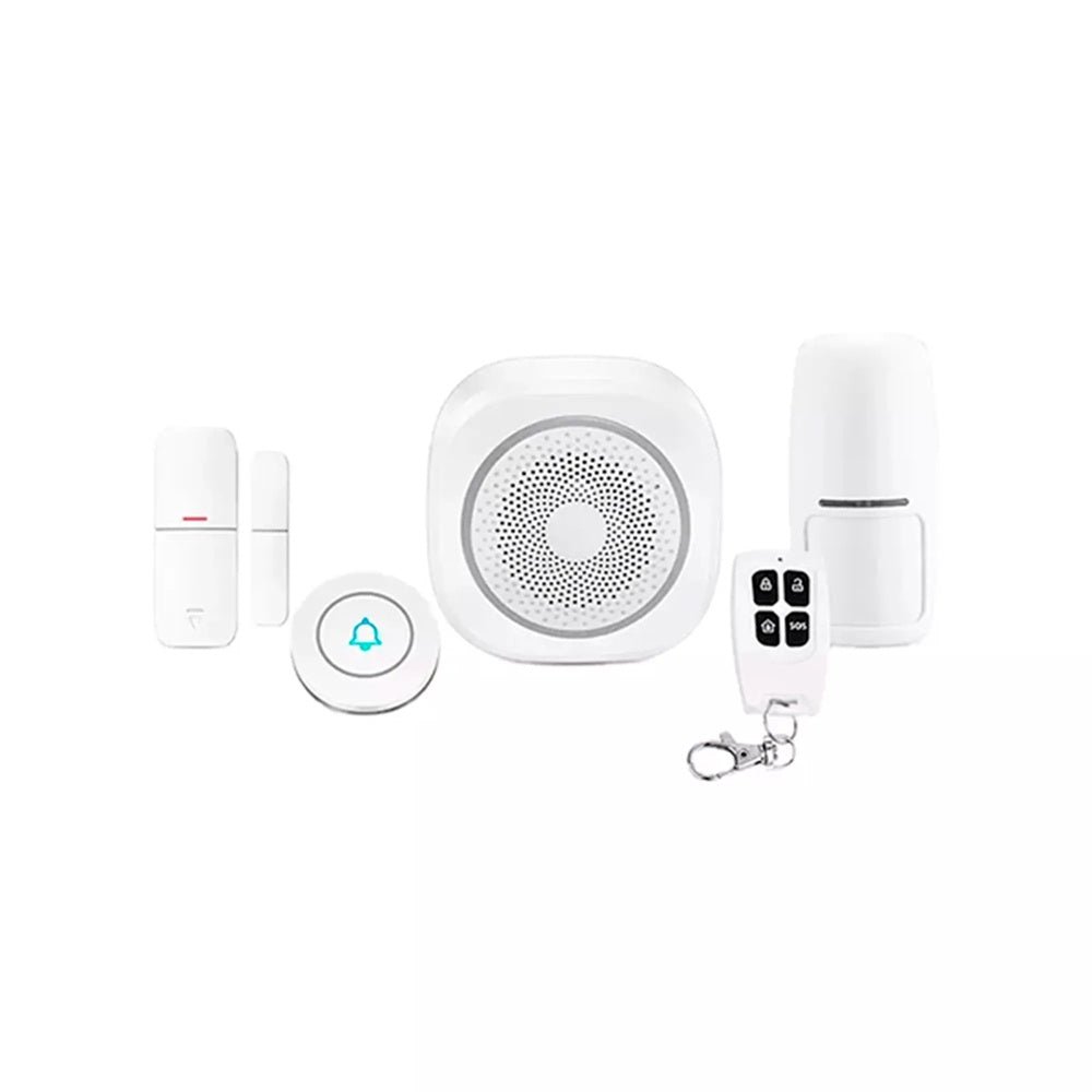 Kit de Alarma Smart Dimax Incluye Hub Sirena Contacto Magnetico Sensor de Movimiento Control Remoto APP Celular R311