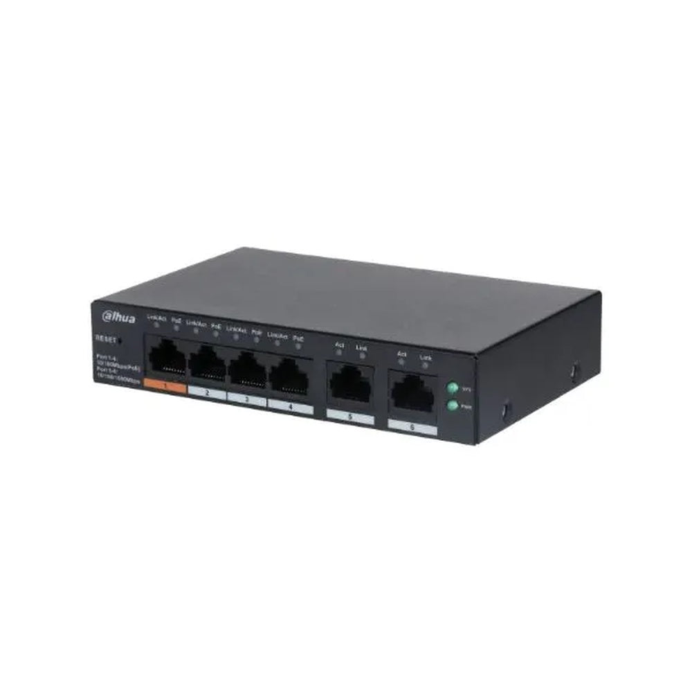 Switch Administrable Dahua 4xPoE 10/100Mbps Watchdog 250m 60Watts 2xRJ45 Gigabit Metalico DH-CS4006-4ET-60