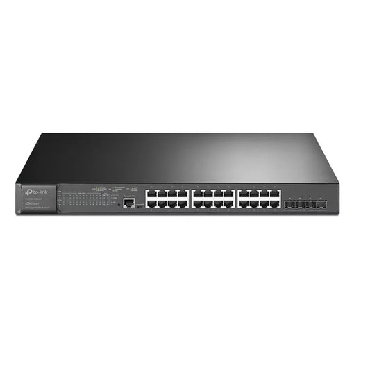 Switch TP-Link Jetstream 4 Puertos SFP+ 24 Puertos POE+ Potencia 384W Soporta VLAN QoS Gestion por Web CLI TL-SG3428XMP