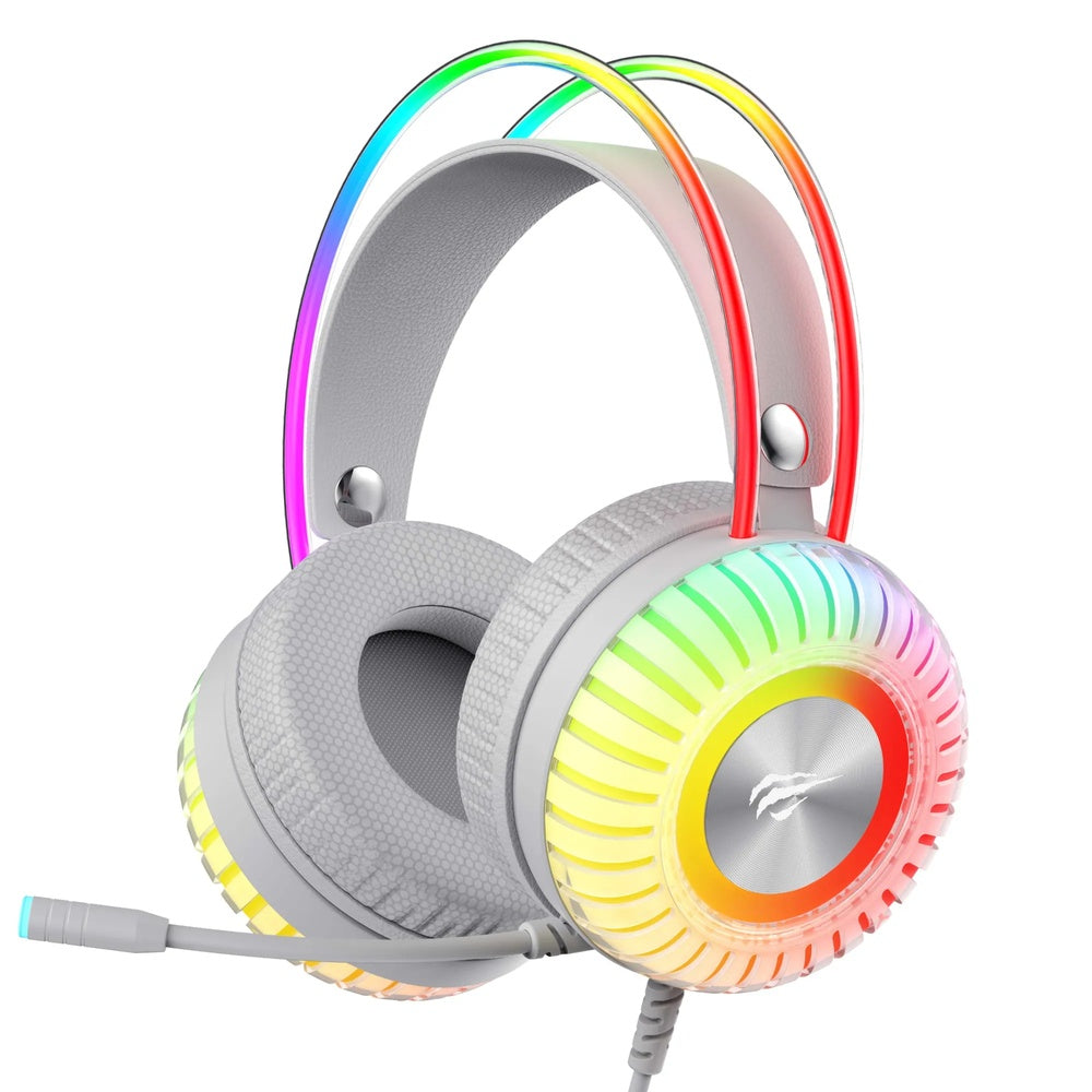 Audifono Gamer Havit RGB 7.1 Sonido Envolvente Diadema Flotante Ajustable Control Multimedia Cable 2.1m H2046U-WHG