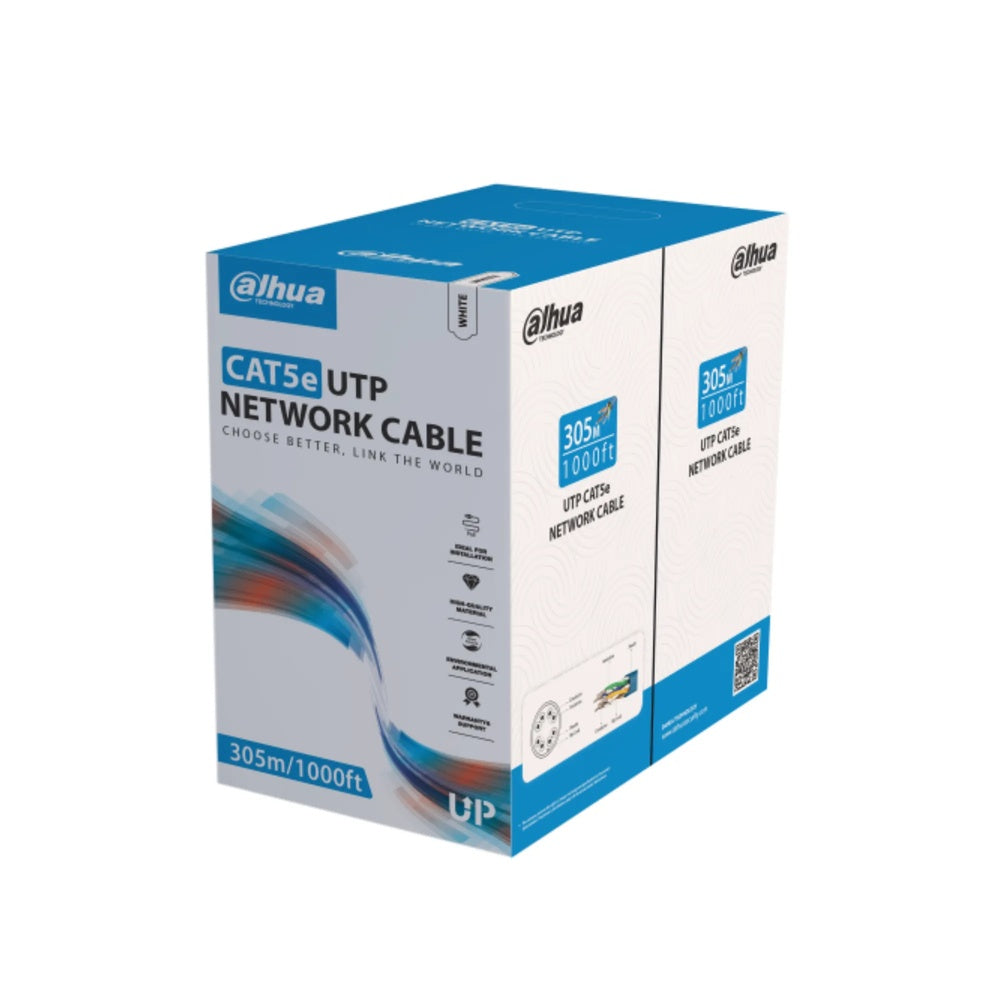Cable UTP Dahua Cat5E 100% Cobre HDPE Certificado CE CPR Rollo 305 Metros DH-PFM920I-5EU-C-white