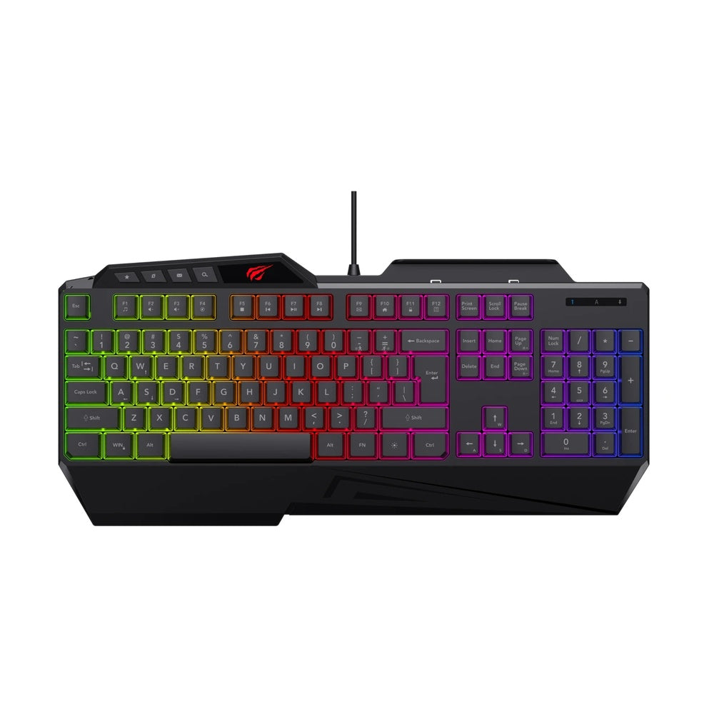 Teclado Havit Gamer y de Oficina RGB 108 Teclas Conexion USB-C Cable 1.5m con Soporte para Celular KB488L-SP